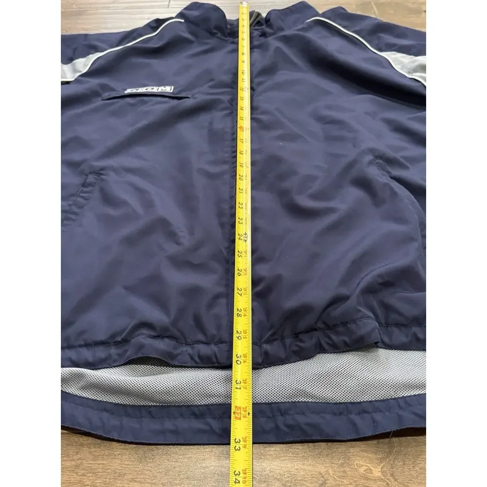 Vintage Reebok CCM Mens Blue Full Zip Hockey Warmup Windbreaker Jacket Size XL